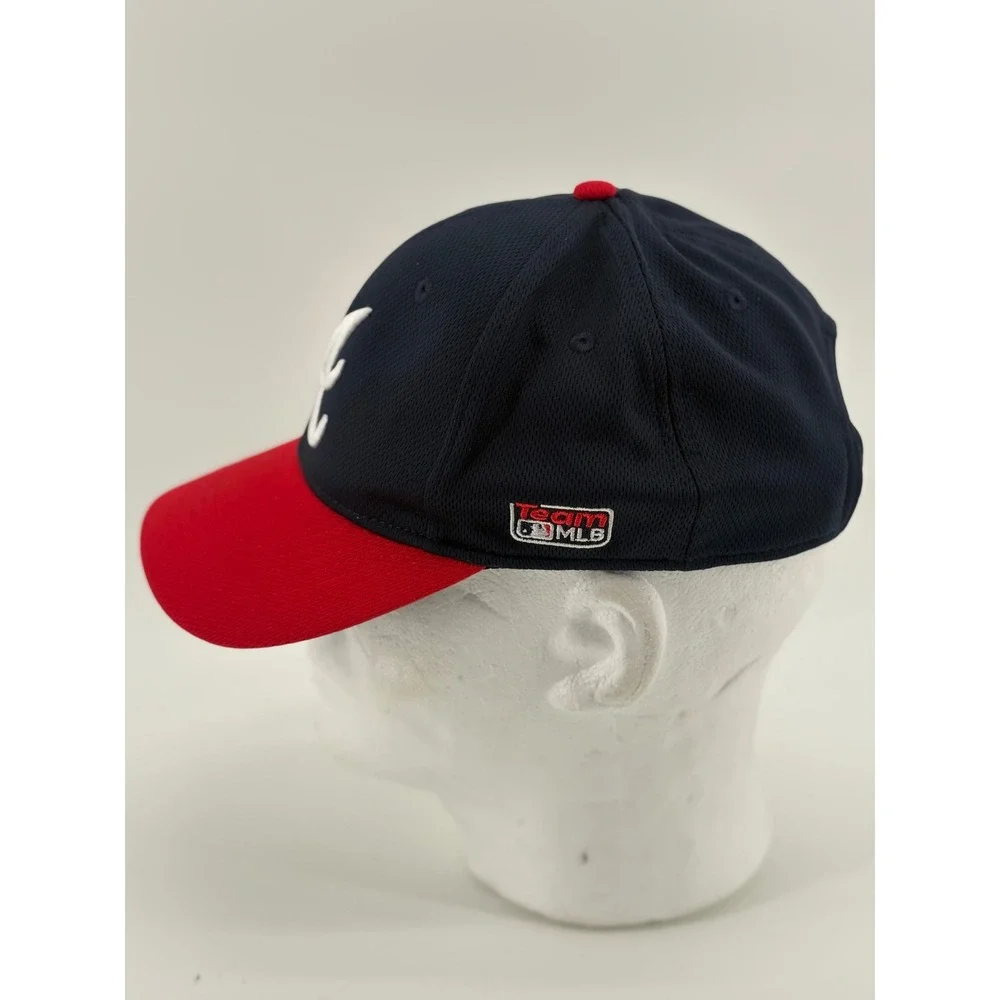 Team MLB Hat Youth OSFA Navy Blue Atlanta Braves Baseball Cap Adjustable‎ Mesh